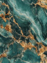 Poster - Elegant teal marble texture with golden veins captivating natural stone pattern creating luxurious aesthetic and sophisticated visual depth