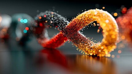 Poster - A glowing digital infinity symbol floats against a blurred colorful tech background symbolizing endless possibilities innovation and the boundless nature of digital transformation and connectivity

