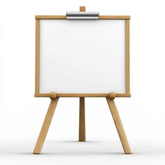 Poster - Clean white easel with wooden frame on a bright background for presentation or display purposes studio shot