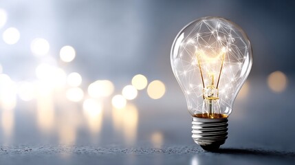 Leinwandbilder - Illuminated light bulb creating an artistic display of modern technology with glowing details and inspiration : Generative AI