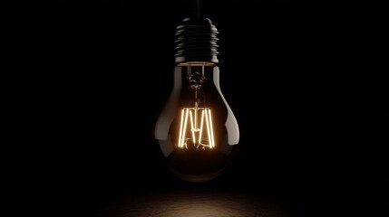 Aufkleber - Stylish light bulb glowing brightly showcasing its vintage design in a minimalist dark setting : Generative AI