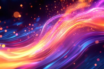 Poster - Energetic abstract background with vibrant colorful waves and sparkling particles creating a dynamic and modern visual effect for creative projects