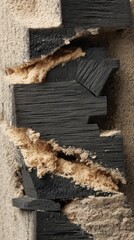 Poster - Abstract Composition of Dark Wood Blocks and Light Sand Texture for Modern Art and Design Projects