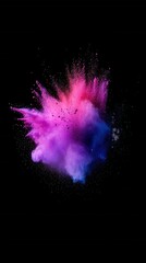 Poster - Vibrant explosion of colorful powder against a dark backdrop creating a dynamic and artistic visual display abstract concept expressive and modern
