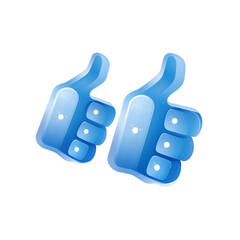 Poster - A pair of blue thumbs up icons with white dots floating on a black isolated background image png