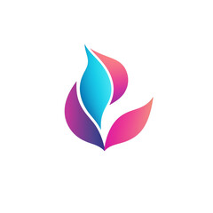 Poster - Abstract gradient leaf design with blue purple and pink colors on a transparent background art concept png