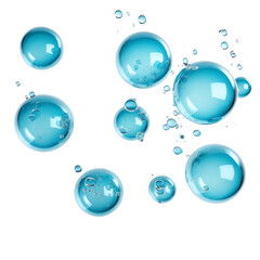 Aufkleber - floating translucent blue spheres of various sizes on a plain black colored background image art png