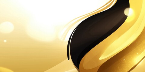 Fototapete - Elegant abstract design featuring flowing gold and black waves against a soft background, evoking luxury and sophistication.