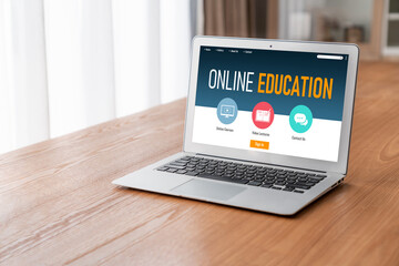 Poster - e-learning website with modish sofware for student to study online on the internet network
