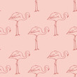 © chekiwart - Seamless pattern with hand drawn flamingos