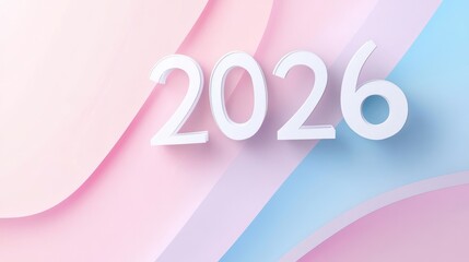 Aufkleber - Clean abstract pastel background with white paper-cut style numbers 