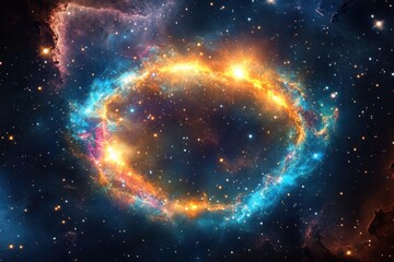 Wall Mural - cosmic ring of fire illuminates the night sky.