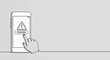 © Yury - Hand reaching towards smartphone displaying phishing alert, emphasizing online security and awareness in a minimalist style