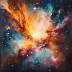 Wall Mural - cosmic nebula showcasing vibrant stellar formations.