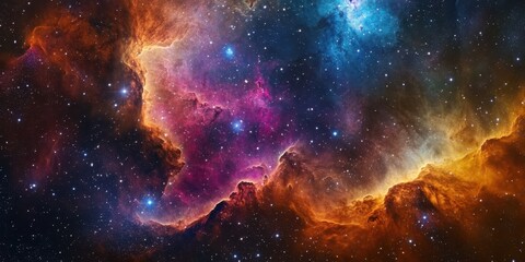 Wall Mural - colorful nebulae in deep space, filled with stars.