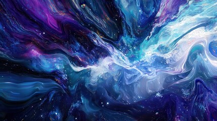 Wall Mural - cosmic fluidic swirls of vibrant, abstract nebulae.