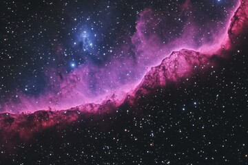 Wall Mural - pink nebulae and distant stars in the night sky.