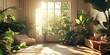 © Agri - Sunlit Room Filled With Lush Houseplants