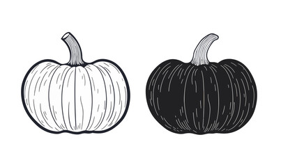 Poster - Minimalist Pumpkin Outline Vector Illustration Silhouette SVG for Seasonal Designs