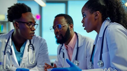 Poster - A diverse team of doctors reviews test results on a monitor in a clinical setting. Teamwork, innovation, and a commitment to patient care are evident in the collaboration of medical professionals.