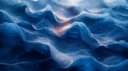Wall Mural - blue digital waves soft flowing texture, elegant sparkling background.