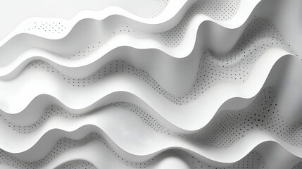 Wall Mural - White 3D Wave Pattern Minimalist Curved Texture, Modern Elegant Design.