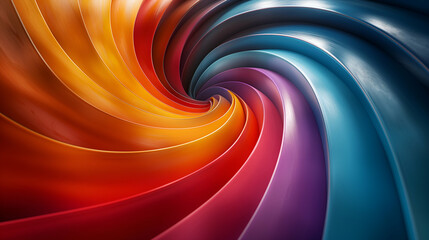 Wall Mural - Color Swirl Design Dynamic Rainbow Spiral, Modern 3D Art Background.