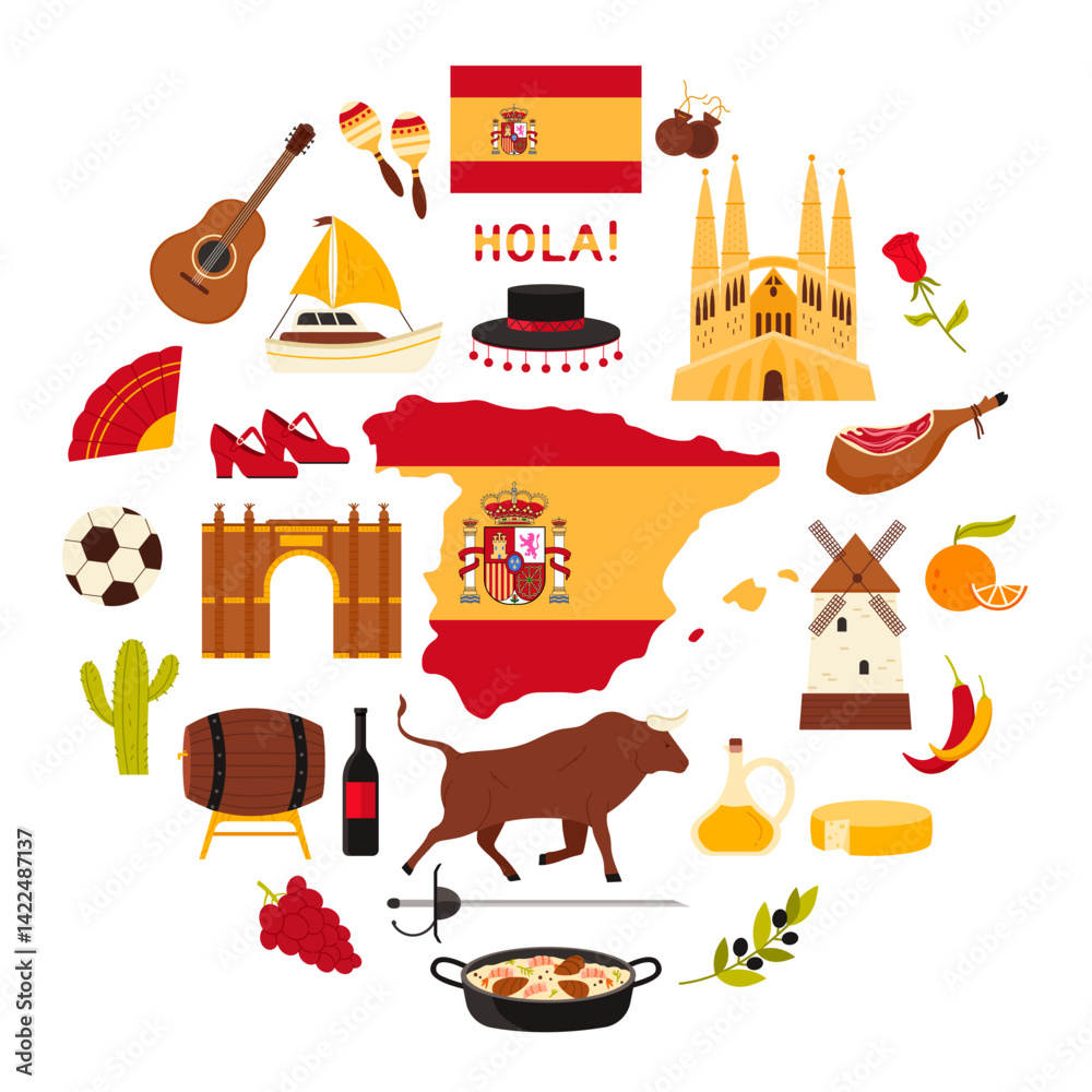 Flamenco Dancer Shoes And Fan Bull And Bullfighter Hat Soccer Ball flamenco-dancer-shoes-and-fan-bull-and-bullfighter-hat-soccer-ball