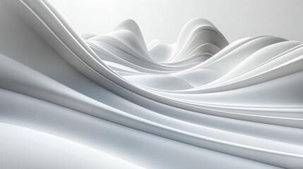 Wall Mural - white wave background flowing 3d curves, minimalist modern digital design.