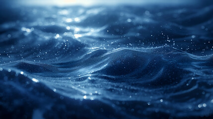 Wall Mural - blue water surface sparkling ocean waves digital art in high resolution detail.
