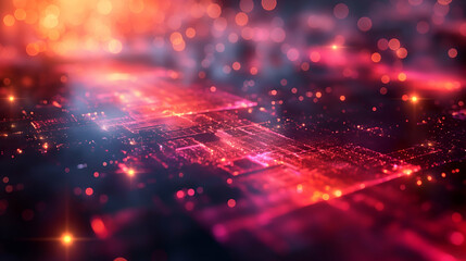 Wall Mural - Digital Network Glow Red Blue Tech Background, Elegant Futuristic Design.