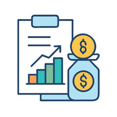 Poster - Investment report with growth chart and money bag