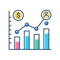 Poster - Growth chart showing financial and user increase with data