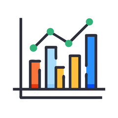 Poster - Colorful bar graph with upward trending line chart