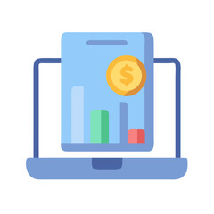 Poster - Laptop showing financial analysis with bar chart and money