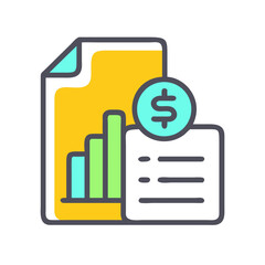 Poster - Financial report icon with graph and dollar symbol