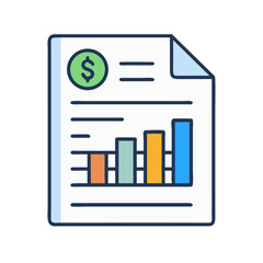 Poster - Financial report document with a bar chart analysis