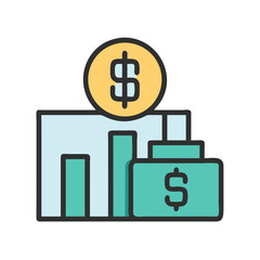 Poster - Business Growth Chart with a Money Coin Icon