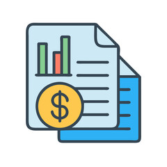 Poster - Financial report with a dollar coin and bar chart
