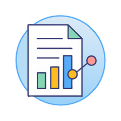 Poster - Bar graph report with line chart icon vector