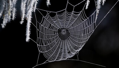 spider web with dew drops