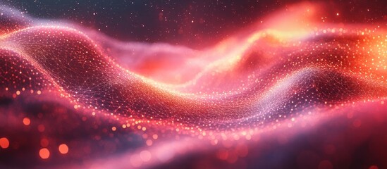 Poster - Abstract data network visualization with flowing pink energy waves