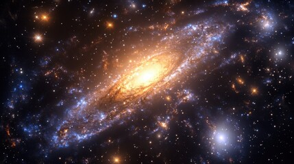 Wall Mural - spiral galaxy with vibrant colors and celestial dust.