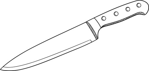 Knife icon. Black outline linear silhouette. Editable strokes. Side view. Vector simple flat graphic illustration. Isolated object on white background.