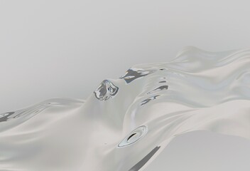 Aufkleber - Smooth 3D illustration of a flowing, translucent wave resembling liquid or glass on a light gray background, creating a clean, modern, and elegant abstract visual effect.