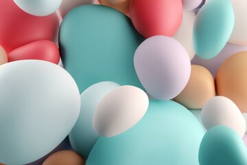 Fototapete - Abstract composition of colorful pastel balls and soft geometric shapes in a modern layout for backgrounds