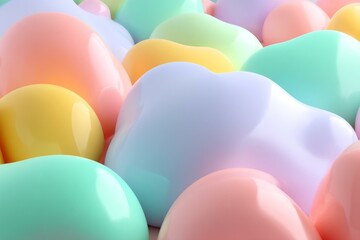 Fototapete - Pastel Colored Abstract Spheres Background with Soft Light and Glossy Surface for Digital Art Projects