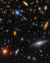 Wall Mural - A cosmic tapestry of distant galaxies.