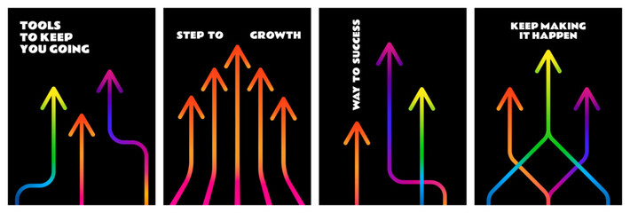 Leinwandbilder - Growth Up Gradient Arrows. Abstract Business Backgrounds Concept. Vector Line Color Arrows
