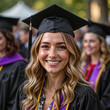 © Iuliia - Smiling graduate in cap and gown at commencement ceremony